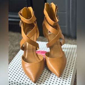 Tan Ankle Strap High Heels